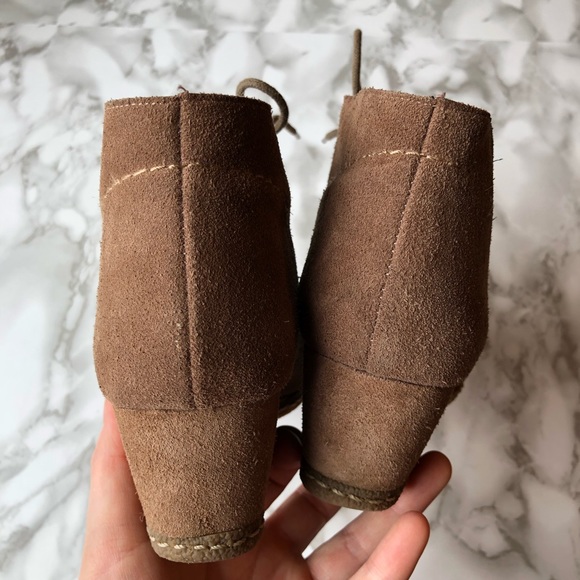 Franco Sarto Mocha Brown or Latte Brown Coloured Lace Up Suede Wedges - Picture 9 of 14